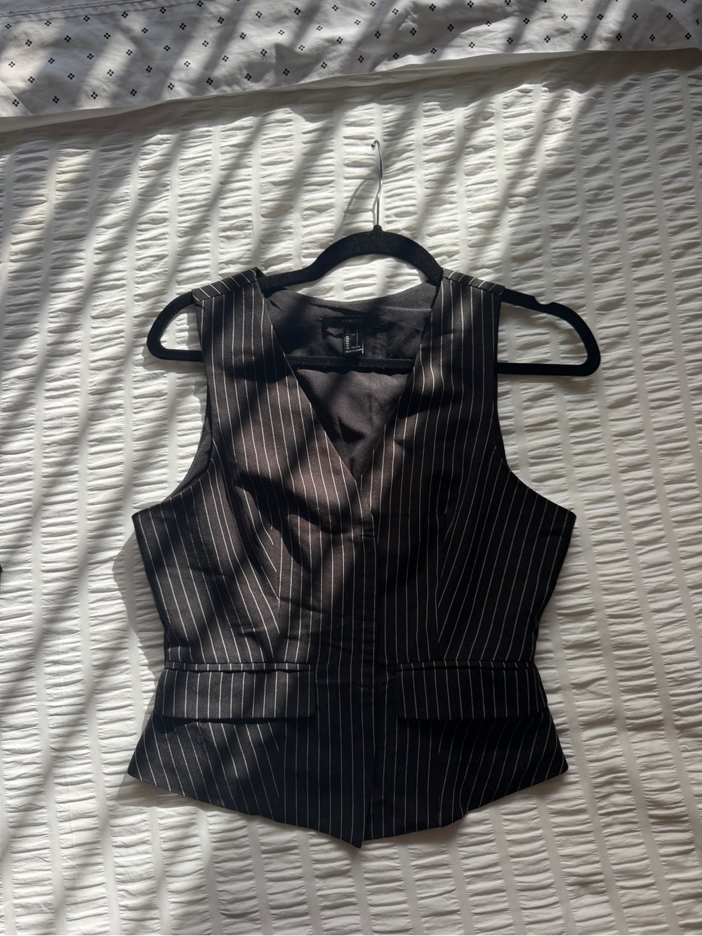 Forever 21 Black Pinstripe Women's Bodysuit Vest